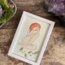 Original Hand Painted Watercolour in Frame 6"x4" - Lady on the Leaf
