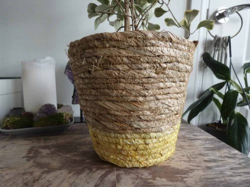 Large Yellow Basket Planter for up to 18cm Pots