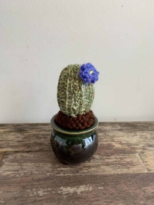 Knitted Cactus - Wee Blue in a Pot