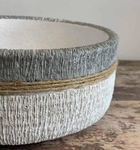 White, Grey and Jute Bowl 18cm