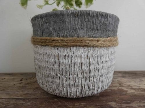 Grey, White and Jute planter for up to 9cm pots