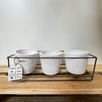 Rustic Triple White Terracotta Planters Metal Frame for 7.5cm pots Plant Accessories 3 for £25 2