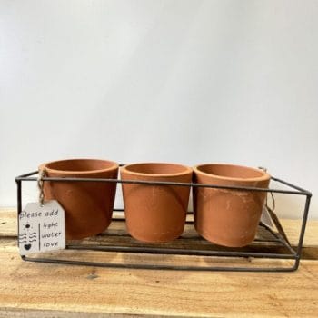 Rustic Triple Terracotta Planters Metal Frame for 7.5cm pots Plant Accessories 3 for £25 2