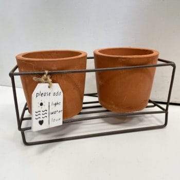 Rustic Terracotta Planters Metal Frame 2 x 8cm pots Plant Accessories 3 for £25