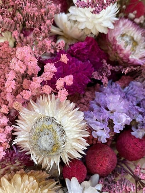 dried flowers rustic bouquet pink wildflowers