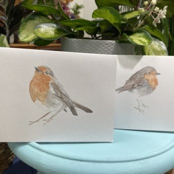 Handpainted Eco Conscious Greeting Cards by Cheryl Smith Art ROBIN 4-Pack Cards card