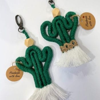 Handmade Macrame by Oliwia Zip Bag Keychain CACTUS KEYRING Gift Ideas cactus