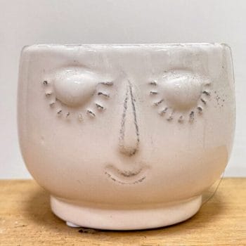 White Smiling Face Head Ceramic Pot 6cm Planters 6cm pot 2
