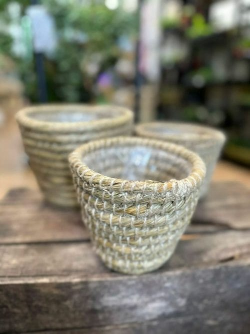 Natural Thick Straw Basket Planter Plant Accessories 7