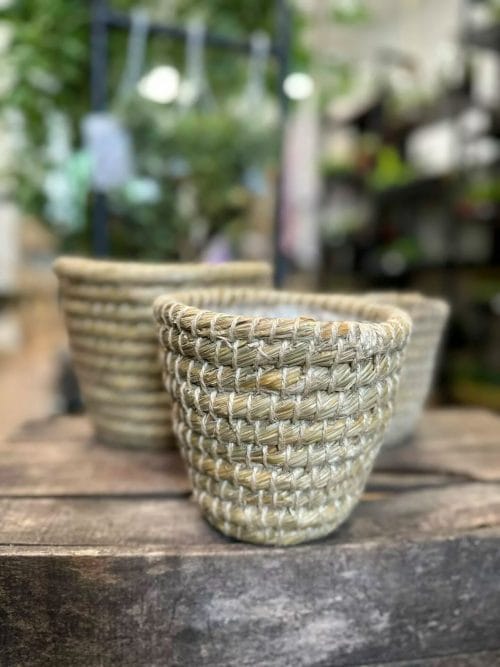 Natural Thick Straw Basket Planter Plant Accessories 6
