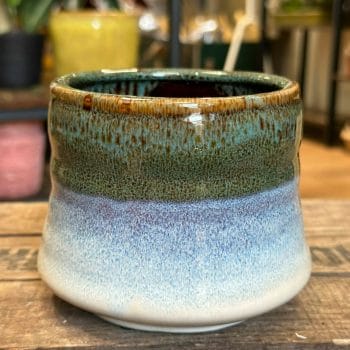 Vintage Fuse Green Blue Cream Glazed Ceramic Pot Planters ceramic