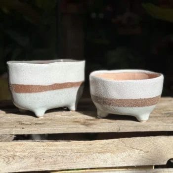 Glazed Brown Grey Bowl Planter On Legs Planters bowl